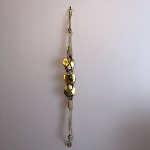 VINTAGE Hammered Brass Circle Knot Rope Belt Gold Statement Waist Hip Boho Gypsy main image 11